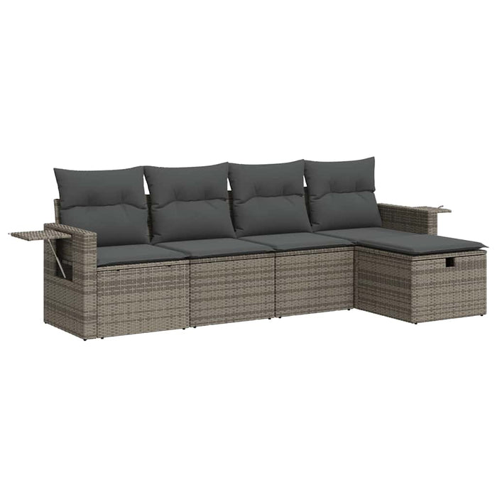 vidaXL Set Divano da Giardino 5 pz con Cuscini Grigio in Polyrattan