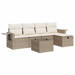 Set Divano da Giardino 6 pz con Cuscini Beige in Polyrattan 3325474