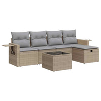 Set Divano da Giardino 6 pz con Cuscini Beige in Polyrattan
