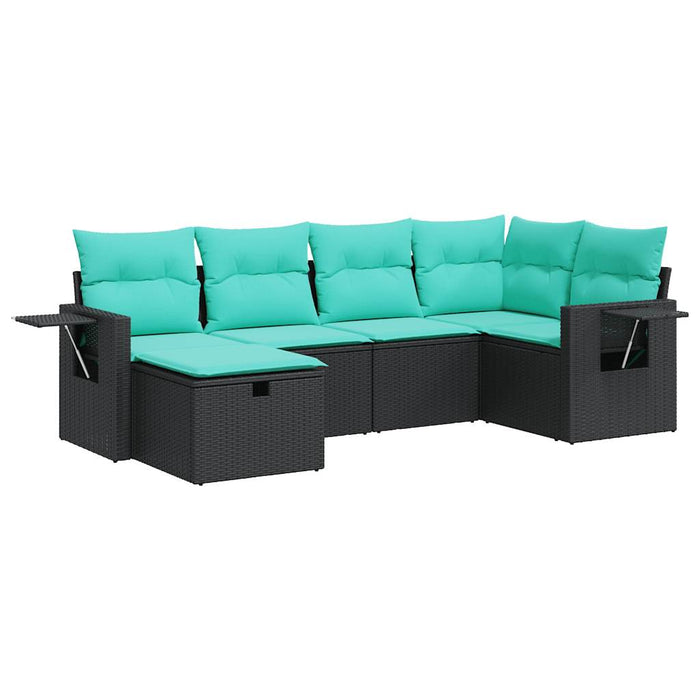 Set Divano da Giardino 6 pz con Cuscini Nero in Polyrattan 3325483