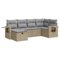 vidaXL Set Divano da Giardino 6 pz con Cuscini Beige in Polyrattan