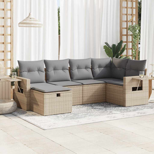 vidaXL Set Divano da Giardino 6 pz con Cuscini Beige in Polyrattan