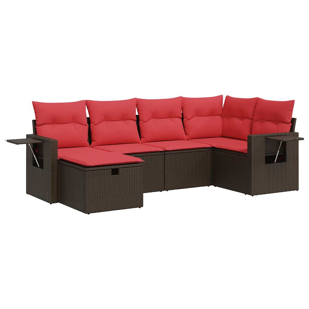 vidaXL Set Divano da Giardino 6 pz con Cuscini Marrone in Polyrattan