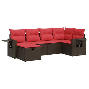 vidaXL Set Divano da Giardino 6 pz con Cuscini Marrone in Polyrattan