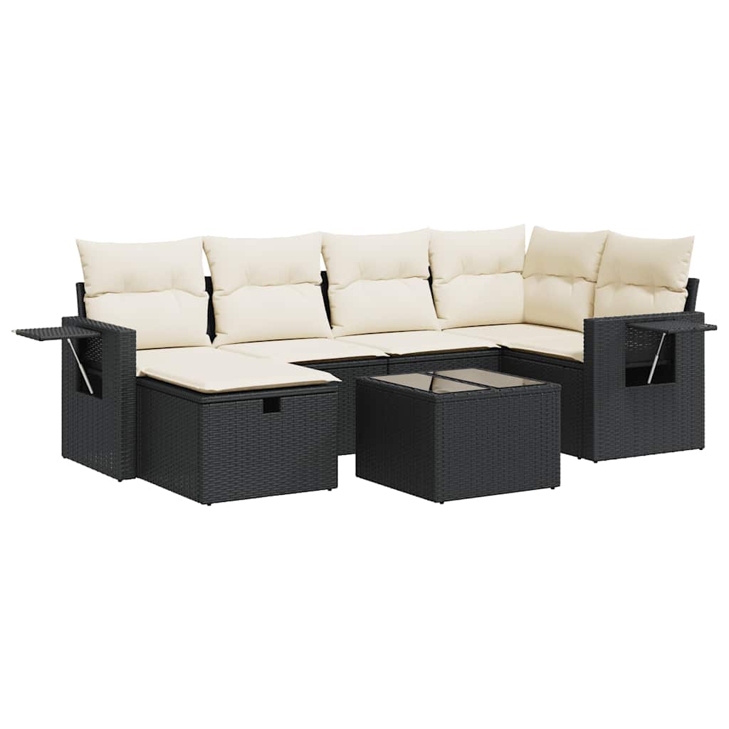 vidaXL Set Divani da Giardino con Cuscini 7pz Nero Polyrattan