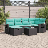 Set Divani da Giardino con Cuscini 7pz Nero Polyrattan 3325493