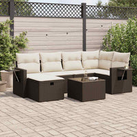 vidaXL Set Divani da Giardino 7 pz con Cuscini Marrone in Polyrattan