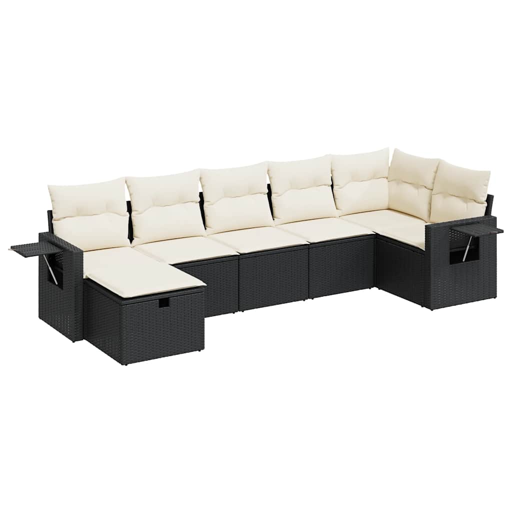 vidaXL Set Divani da Giardino con Cuscini 7pz Nero Polyrattan
