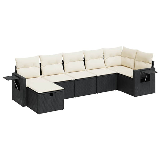 vidaXL Set Divani da Giardino con Cuscini 7pz Nero Polyrattan