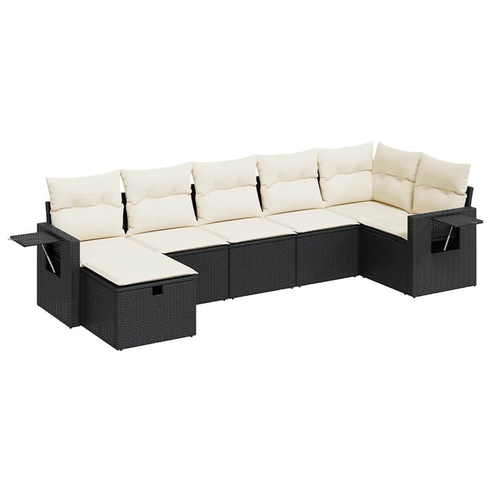 vidaXL Set Divani da Giardino con Cuscini 7pz Nero Polyrattan