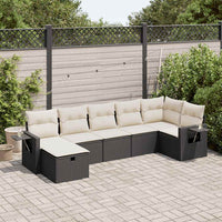 vidaXL Set Divani da Giardino con Cuscini 7pz Nero Polyrattan