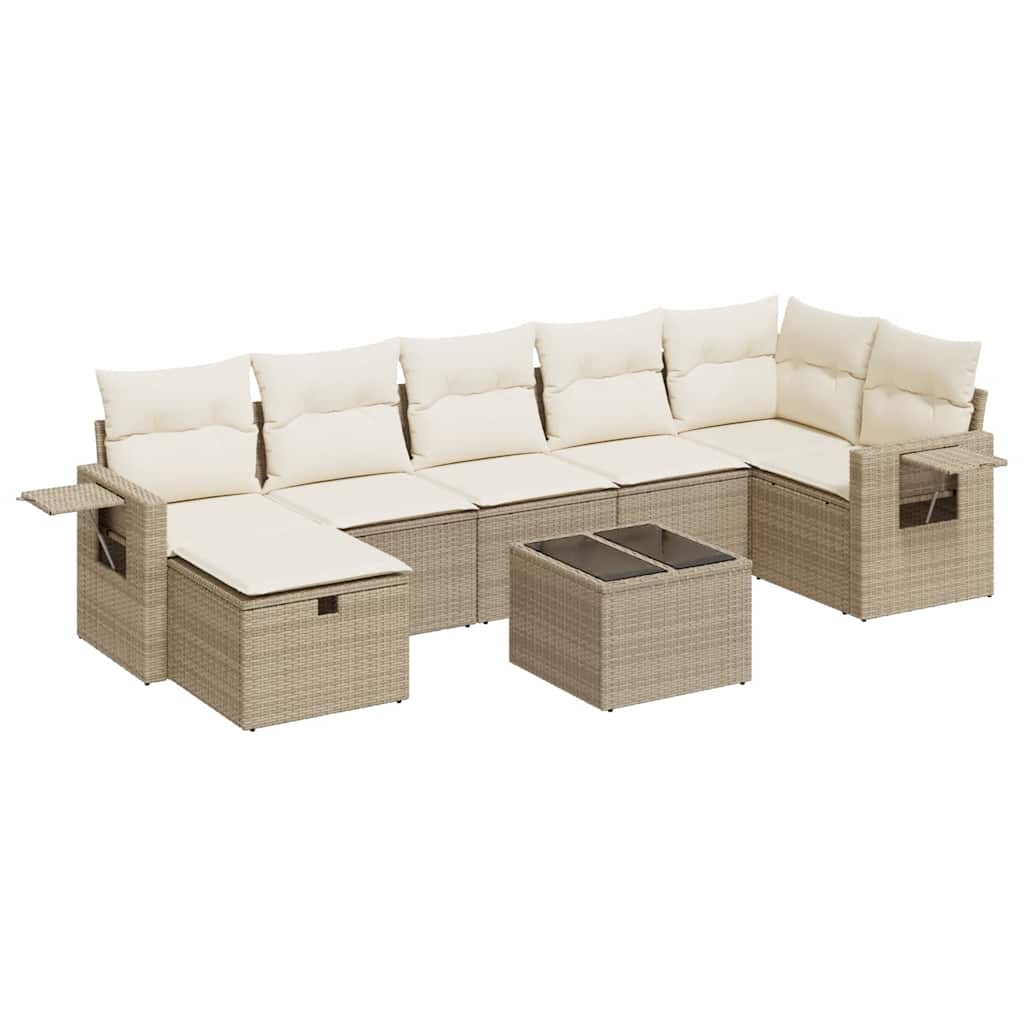 Set Divano da Giardino 8 pz con Cuscini Beige in Polyrattan 3325514