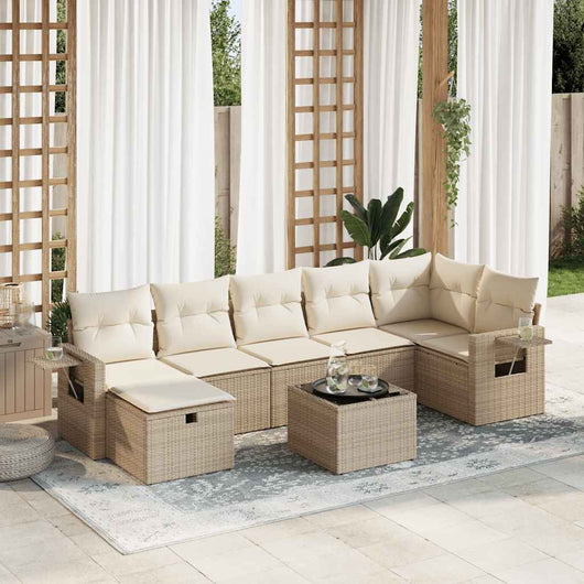 Set Divano da Giardino 8 pz con Cuscini Beige in Polyrattan 3325514