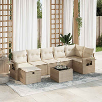 vidaXL Set Divano da Giardino 8 pz con Cuscini Beige in Polyrattan