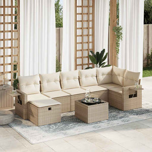 vidaXL Set Divano da Giardino 8 pz con Cuscini Beige in Polyrattan