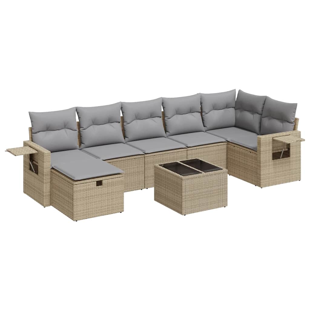 vidaXL Set Divano da Giardino 8 pz con Cuscini Beige in Polyrattan