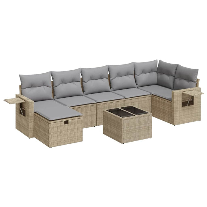 vidaXL Set Divano da Giardino 8 pz con Cuscini Beige in Polyrattan