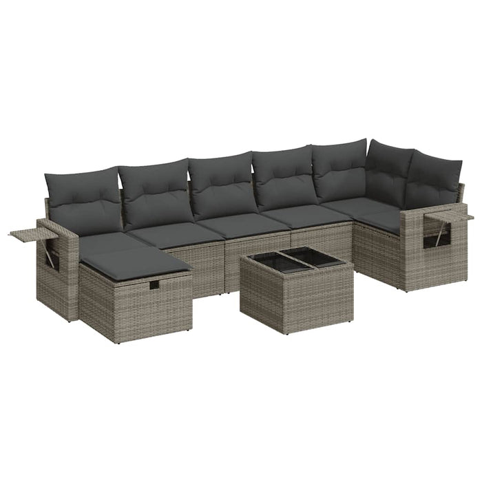 vidaXL Set Divano da Giardino 8 pz con Cuscini Grigio in Polyrattan