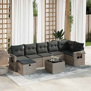 vidaXL Set Divano da Giardino 8 pz con Cuscini Grigio in Polyrattan