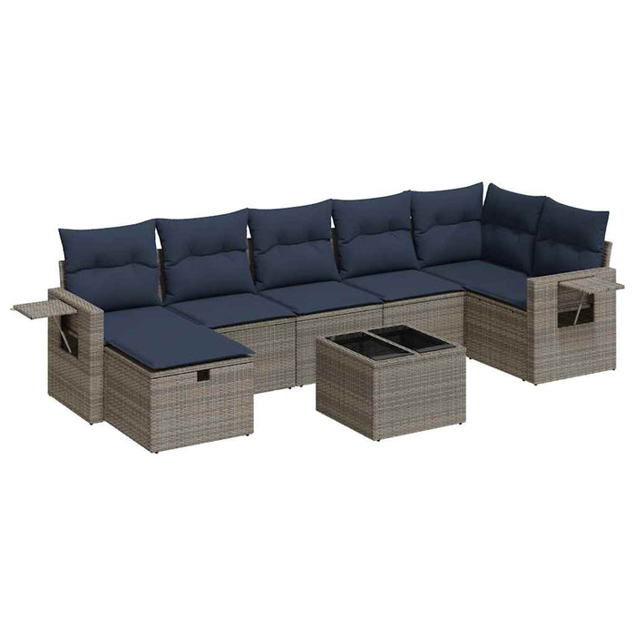 vidaXL Set Divano da Giardino 8 pz con Cuscini Grigio in Polyrattan