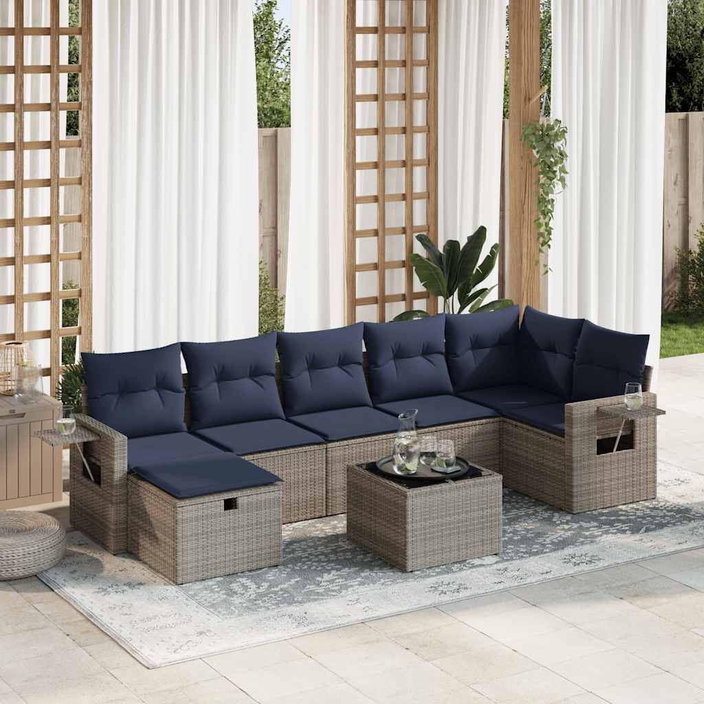 vidaXL Set Divano da Giardino 8 pz con Cuscini Grigio in Polyrattan