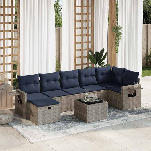 vidaXL Set Divano da Giardino 8 pz con Cuscini Grigio in Polyrattan