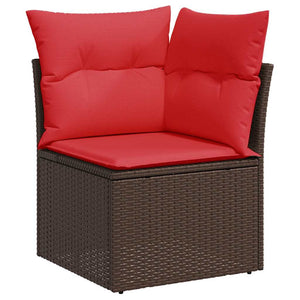vidaXL Set Divani da Giardino 8 pz con Cuscini Marrone in Polyrattan