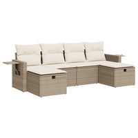 Set Divano da Giardino 6 pz con Cuscini Beige in Polyrattan 3325524