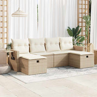 Set Divano da Giardino 6 pz con Cuscini Beige in Polyrattan