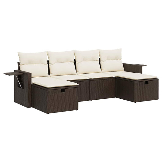 vidaXL Set Divano da Giardino 6 pz con Cuscini Marrone in Polyrattan