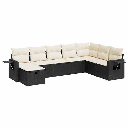 Set Divani da Giardino con Cuscini 8 pz Nero in Polyrattan
