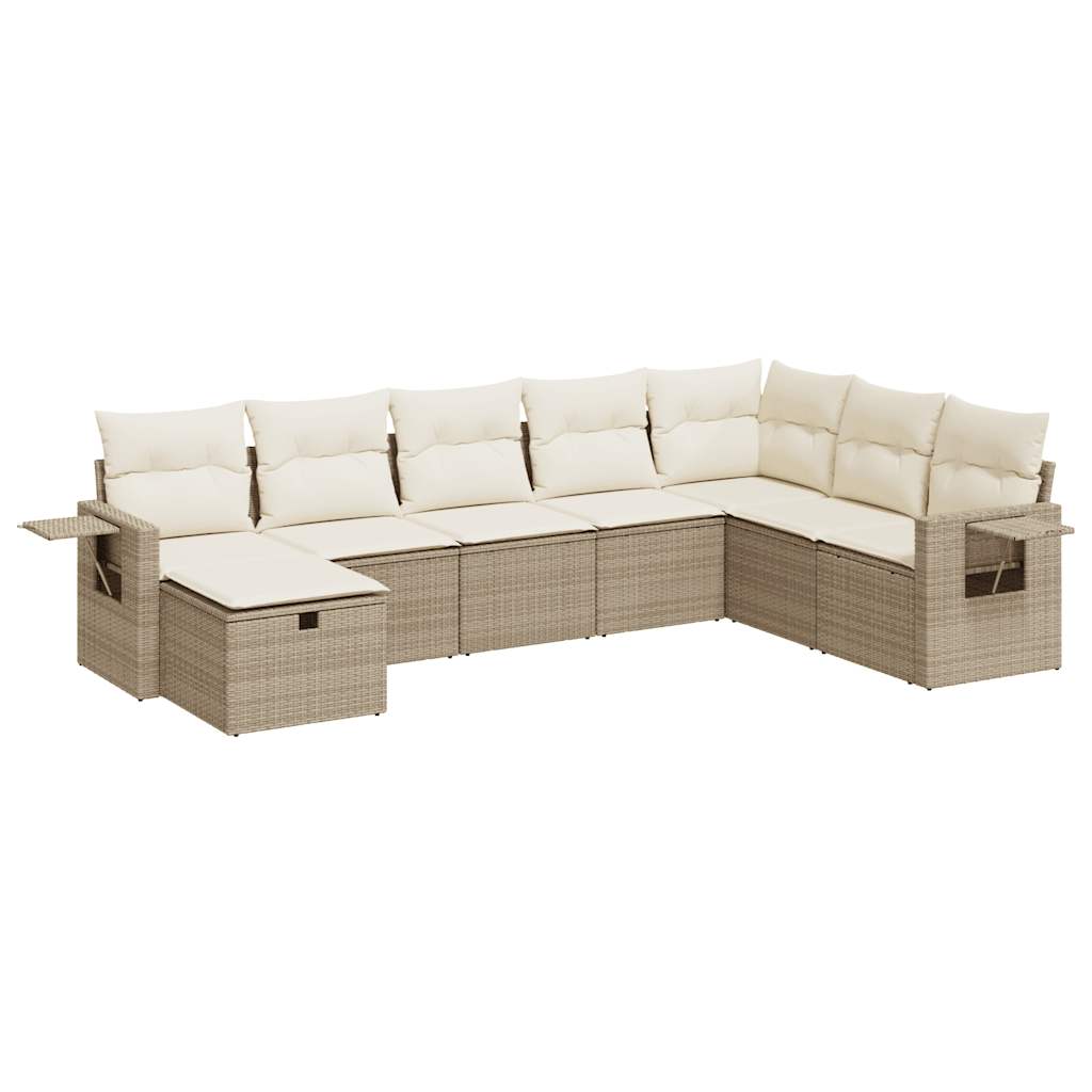 vidaXL Set Divano da Giardino 8 pz con Cuscini Beige in Polyrattan