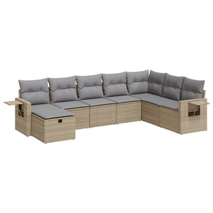 vidaXL Set Divano da Giardino 8 pz con Cuscini Beige in Polyrattan