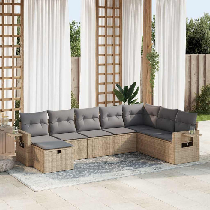 vidaXL Set Divano da Giardino 8 pz con Cuscini Beige in Polyrattan