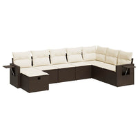 Set Divani da Giardino 8 pz con Cuscini Marrone in Polyrattan