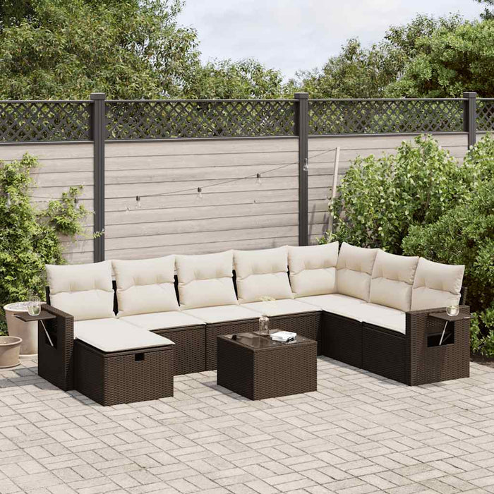 vidaXL Set Divani da Giardino 9pz con Cuscini Marrone in Polyrattan