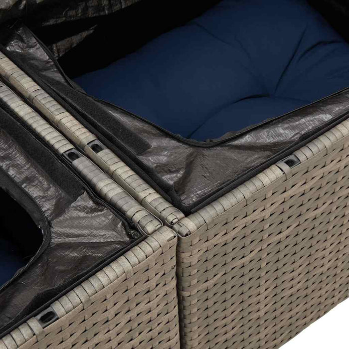 Set Divani da Giardino 4 pz con Cuscini Nero in Polyrattan 3325553