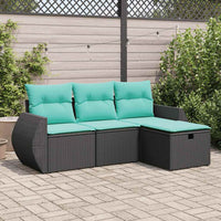 Set Divani da Giardino 4 pz con Cuscini Nero in Polyrattan 3325553