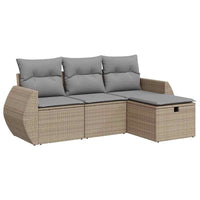 Set Divano da Giardino 4 pz con Cuscini-Sofa da Giardino-Divanetto da esterno Beige in Polyrattan 134068