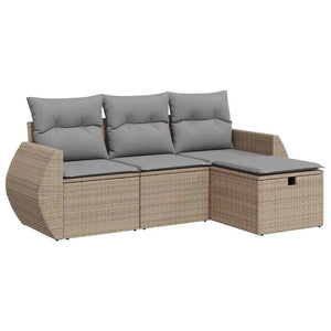 vidaXL Set Divano da Giardino 4 pz con Cuscini Beige in Polyrattan