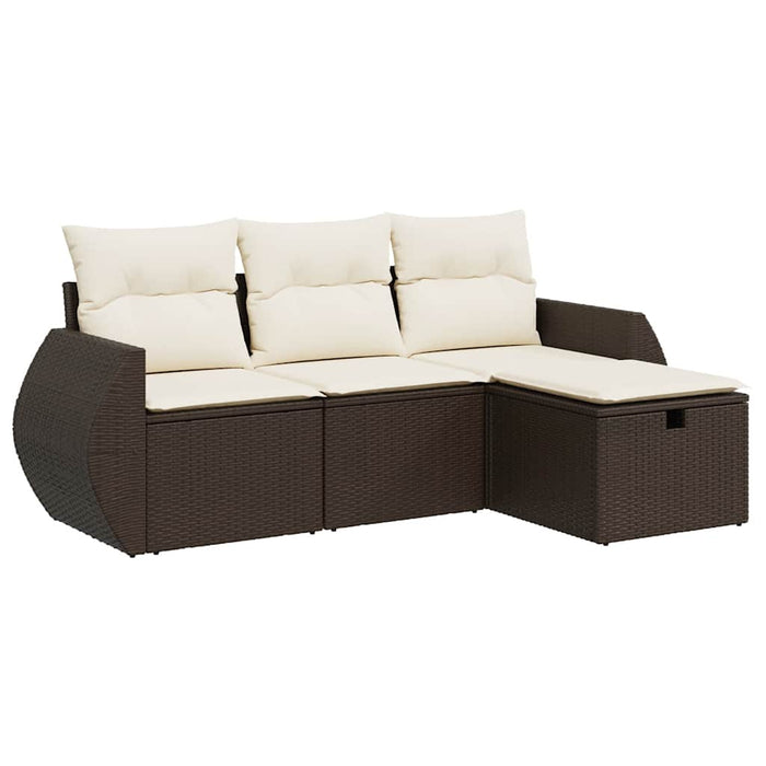Set Divano da Giardino 4 pz con Cuscini-Sofa da Giardino-Divanetto da esterno Marrone in Polyrattan 359799
