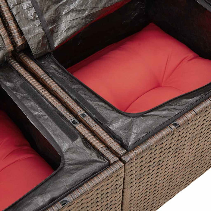 vidaXL Set Divano da Giardino 4 pz con Cuscini Marrone in Polyrattan