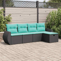 Set Divani da Giardino 5 pz con Cuscini in Polyrattan Nero 3325563