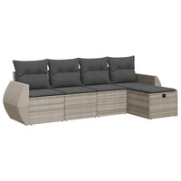 Set Divano da Giardino 5pz con Cuscini-Sofa da Giardino-Divanetto da esterno Grigio Chiaro Polyrattan 338560