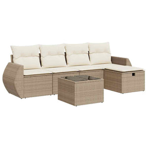 Set Divano da Giardino 6 pz con Cuscini Beige in Polyrattan 3325574