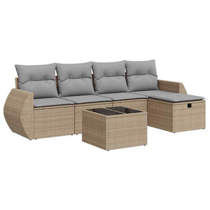 vidaXL Set Divano da Giardino 6 pz con Cuscini Beige in Polyrattan