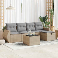 vidaXL Set Divano da Giardino 6 pz con Cuscini Beige in Polyrattan