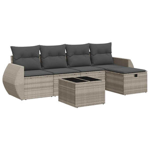 Set Divano da Giardino 6pz con Cuscini Grigio Chiaro Polyrattan 3325578