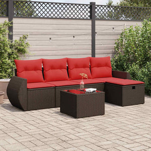 vidaXL Set Divano da Giardino 6 pz con Cuscini Marrone in Polyrattan