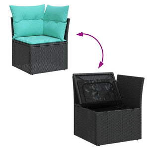Set Divano da Giardino 6 pz con Cuscini Nero in Polyrattan 3325583